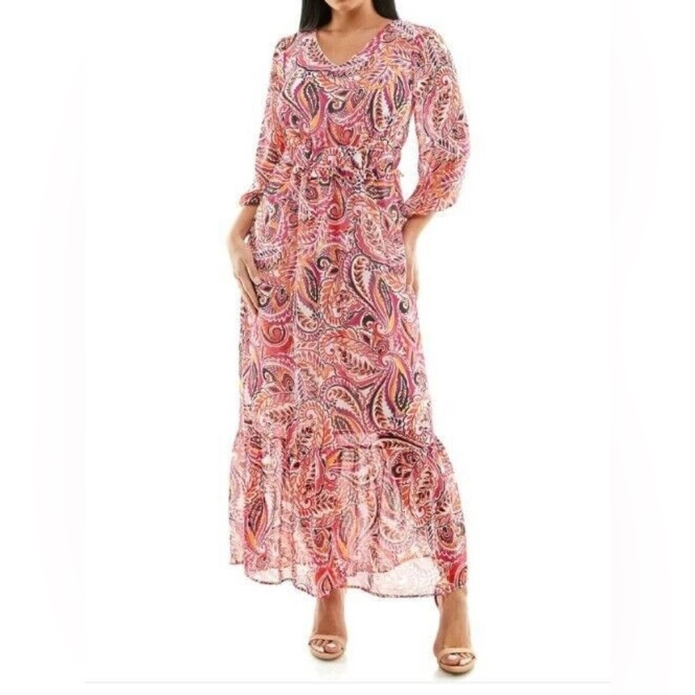 Nina Leonard Dragonfruit Dress Medium